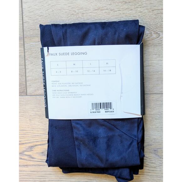 NEW Tahari Elements Faux Suede Stretch Ankle Leggings Solid Dark Blue Size Small - Picture 3 of 5